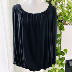 Nine West Black Bubble Hem Soft Flowy Blouse - Size XL